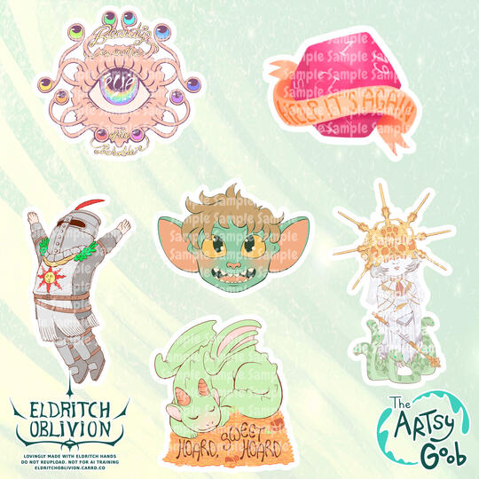 Merchandising Art for Eldritch Oblivion's Old Brand (The Artsy Goob)