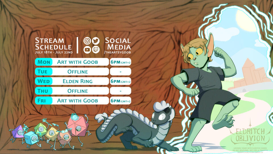 Stream Schedule Design for Eldritch Oblivion's Old Brand (The Artsy Goob)