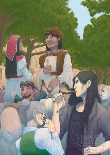 Illustration for Punto Ciego, a The Magnus Archives Charity Fanzine where different characters from the podcast visit places in Spain. Funded through Kickstarter